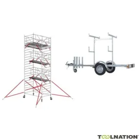 Altrex TX520053AANHANGER RS TOWER 52-S 8.2m hauteur de travail Bois 2.45 Safe-Quick 2 Garde-corps + remorque d'échafaudage 