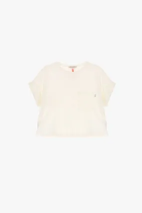 Haut oversize uni avec manches courtes et poche poitrine